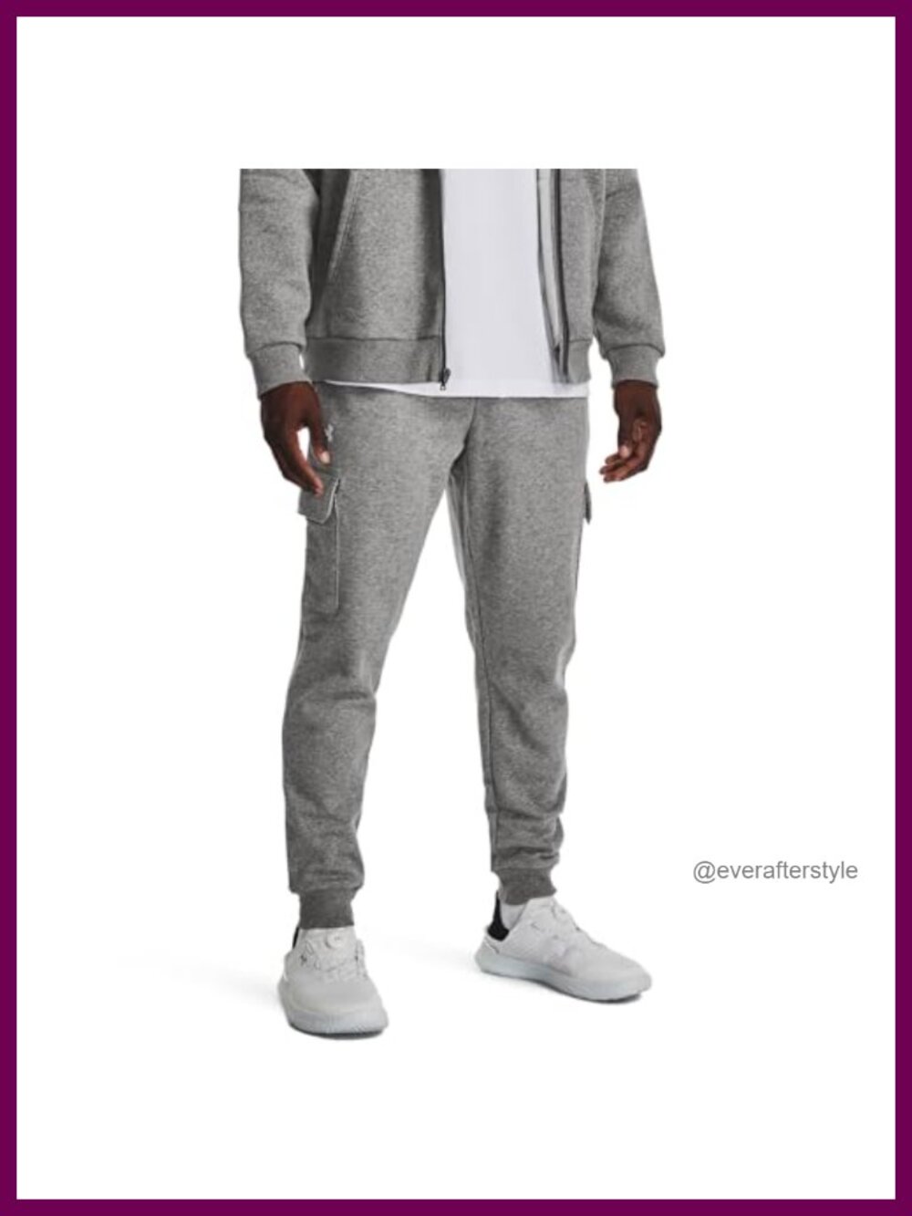 Men's Fleece Cargo Joggers Tapered Fit Performance Sweatpants